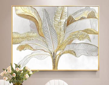 Abstract and Decorative Painting - Gold silver leaf wall decor